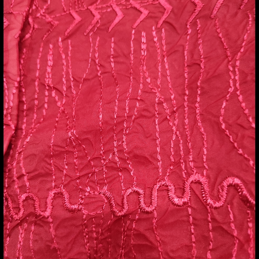 Red Crop Threadwork Shirt ❤ (kinda oversized look) - Picture 10 of 10